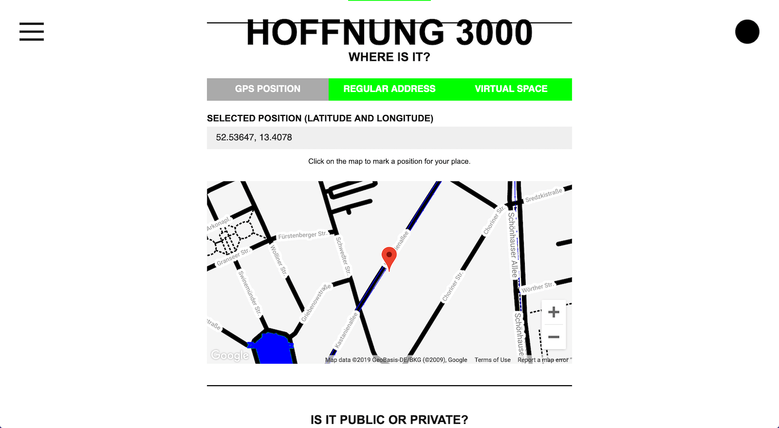 HOFFNUNG 3000 Create new place