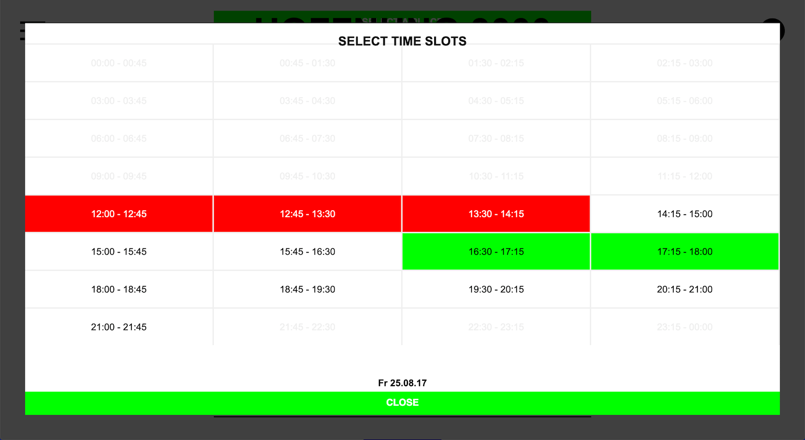 Select time slots